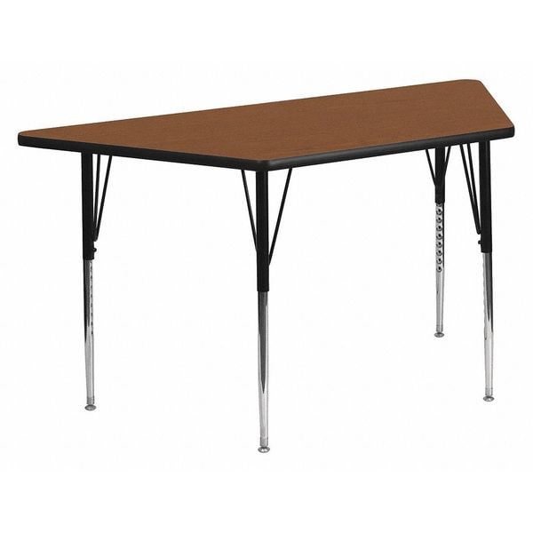 Flash Furniture Trapezoid Activity Table, 22.5 W, 45 L, 30.25 H, Chrome, Laminate, Particleboard, Steel, Wood Grain - XU-A2448-TRAP-OAK-H-A-GG