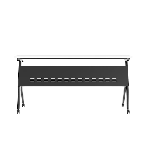 Flash Furniture Davis 60in. x 24in. HD Nesting Table w/Y-Legs, Modesty Panel, 1in. Thick White Tabletop, Blk Frame - MT-M6024-Y-LEG-WHTBLK-GG