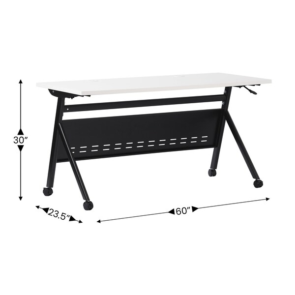 Flash Furniture Davis 60in. x 24in. HD Nesting Table w/Y-Legs, Modesty Panel, 1in. Thick White Tabletop, Blk Frame - MT-M6024-Y-LEG-WHTBLK-GG