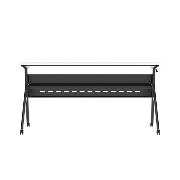 Flash Furniture Davis 60in. x 24in. HD Nesting Table w/Y-Legs, Modesty Panel, 1in. Thick White Tabletop, Blk Frame - MT-M6024-Y-LEG-WHTBLK-GG