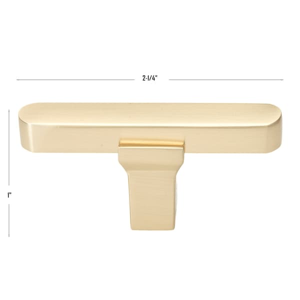 Gliderite Hardware 2-1/4 in. Center to Center Solid Flat T Knob Champagne Gold - 4842-T-CHPG-1