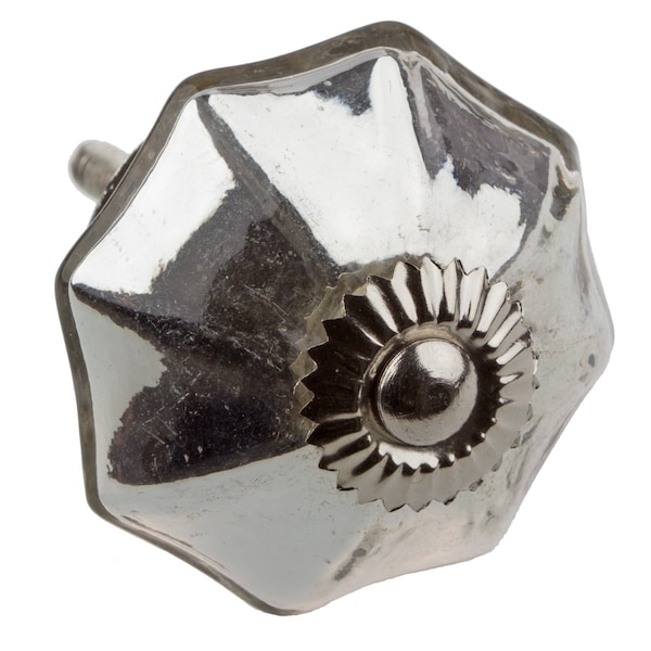 Gliderite Hardware 2 in.Octagon Mercury Glass Cabinet Knob -, 10PK - 233520-M-10