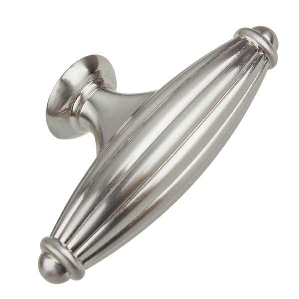 Gliderite Hardware 2-1/2 in. Satin Nickel Fluted Cabinet T-Knob - 4047-SN, 10PK - 4047-SN-10