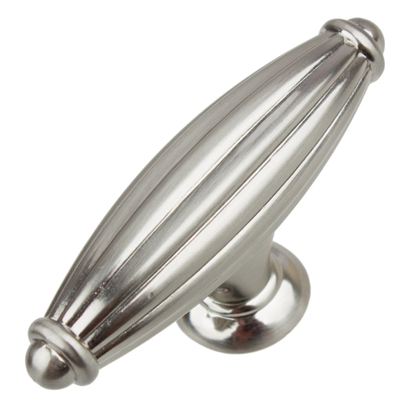 Gliderite Hardware 2-1/2 in. Satin Nickel Fluted Cabinet T-Knob - 4047-SN, 10PK - 4047-SN-10