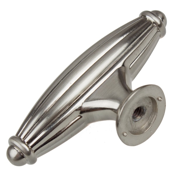 Gliderite Hardware 2-1/2 in. Satin Nickel Fluted Cabinet T-Knob - 4047-SN, 10PK - 4047-SN-10