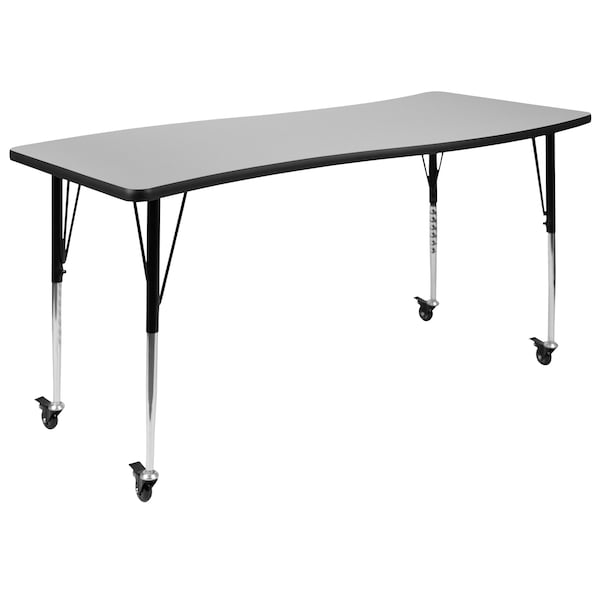 Flash Furniture Rectangle 26 W, 60 L, 30 H, Chrome, Laminate, Particleboard, Steel, Grey - XU-A3060-CON-GY-T-A-CAS-GG