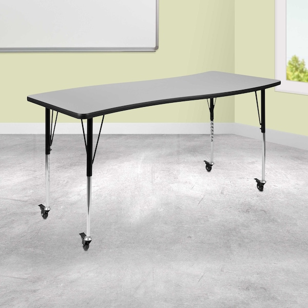 Flash Furniture Rectangle 26 W, 60 L, 30 H, Chrome, Laminate, Particleboard, Steel, Grey - XU-A3060-CON-GY-T-A-CAS-GG