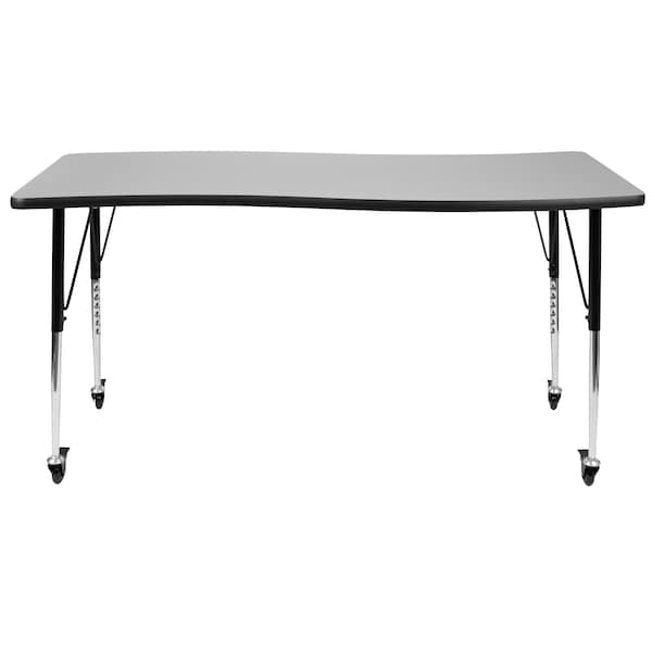 Flash Furniture Rectangle 26 W, 60 L, 30 H, Chrome, Laminate, Particleboard, Steel, Grey - XU-A3060-CON-GY-T-A-CAS-GG