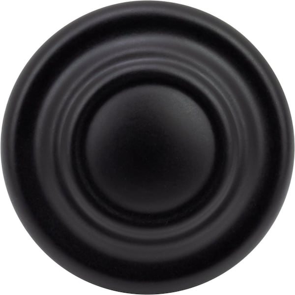 Designperfect 1-5/16 Diameter Round Cabinet Knob, Matte/Flat Black, 10PK - DPA10R38KBLK