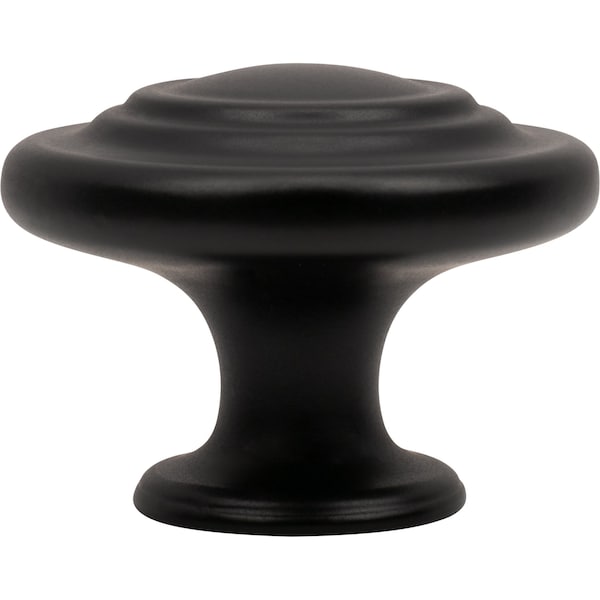 Designperfect 1-5/16 Diameter Round Cabinet Knob, Matte/Flat Black, 10PK - DPA10R38KBLK