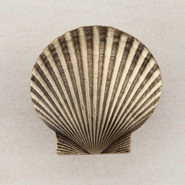 Acorn Mfg Artisan Collection Large Scallop Knob, Antique Brass - DPGAP