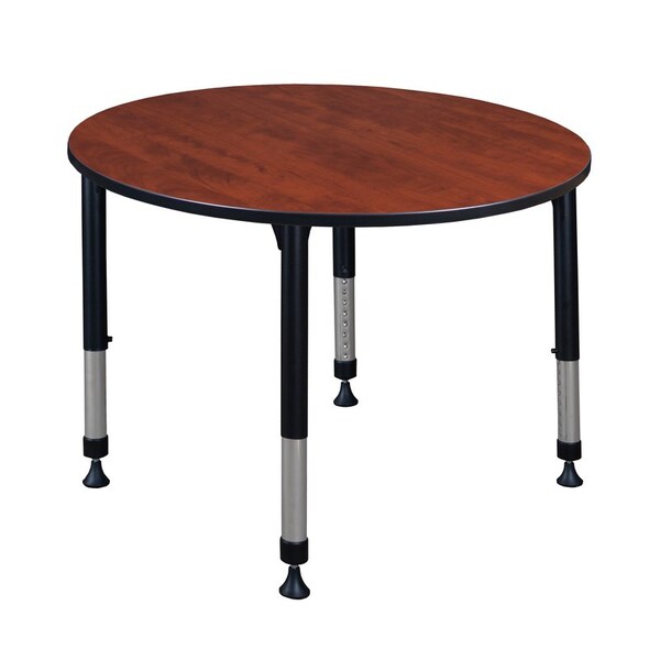 Kee Tables > Height Adjustable > Round Classroom Tables, 48 W, 48 L, 23-34 H, Wood|Metal, Cherry - TB48RNDCHAPBK