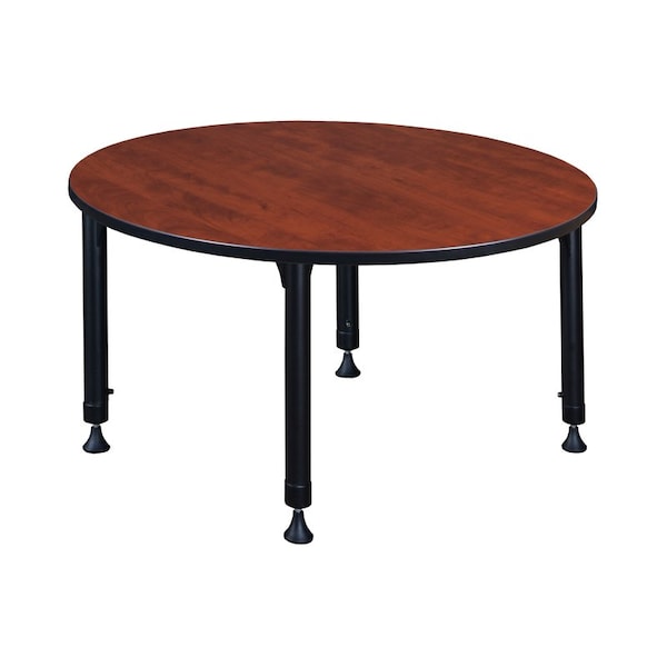 Kee Tables > Height Adjustable > Round Classroom Tables, 48 W, 48 L, 23-34 H, Wood|Metal, Cherry - TB48RNDCHAPBK