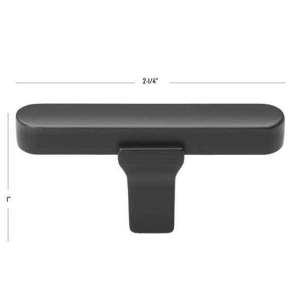 Gliderite Hardware 2-1/4 in. Center to Center Solid Flat T Knob Matte Black, 5PK - 4842-T-MB-5