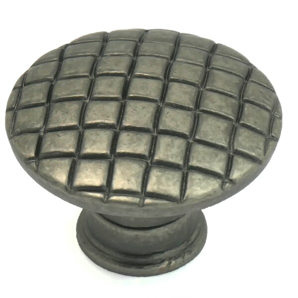 Laurey 1 1/4" Windsor Cross-Hatch Knob, Antique Pewter - 24506