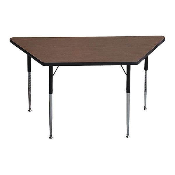Correll Trapezoidal Adjustable Height Activity Kids School Table, 30" W, 60" L, 19" to 29" H, Walnut - A3060-TRP-01
