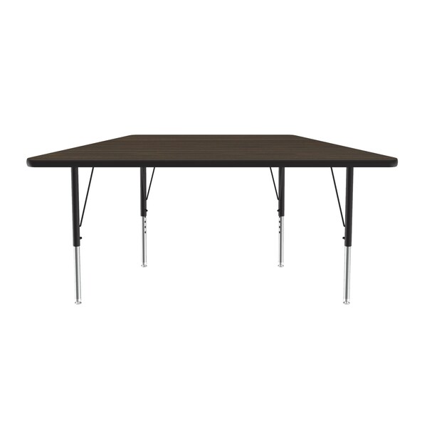 Correll Trapezoidal Adjustable Height Activity Kids School Table, 30" W, 60" L, 19" to 29" H, Walnut - A3060-TRP-01