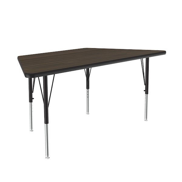 Correll Trapezoidal Adjustable Height Activity Kids School Table, 30" W, 60" L, 19" to 29" H, Walnut - A3060-TRP-01