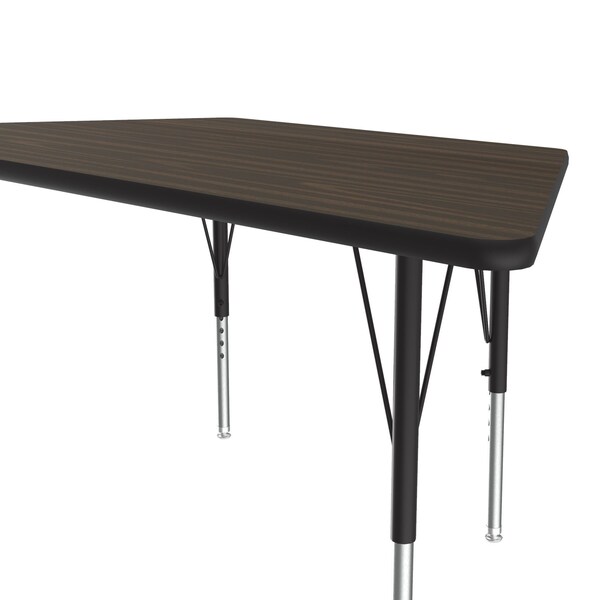 Correll Trapezoidal Adjustable Height Activity Kids School Table, 30" W, 60" L, 19" to 29" H, Walnut - A3060-TRP-01