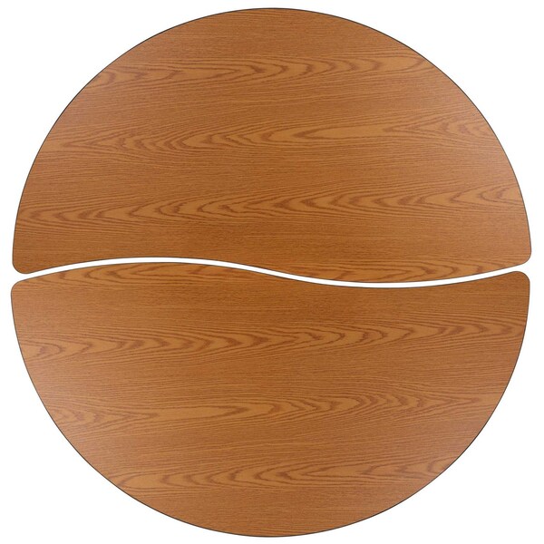 Flash Furniture Round 60 W, 60 L, 30.25 H, Chrome, Laminate, Particleboard, Steel, Wood Grain - XU-GRP-A60-HCIRC-OAK-T-A-GG