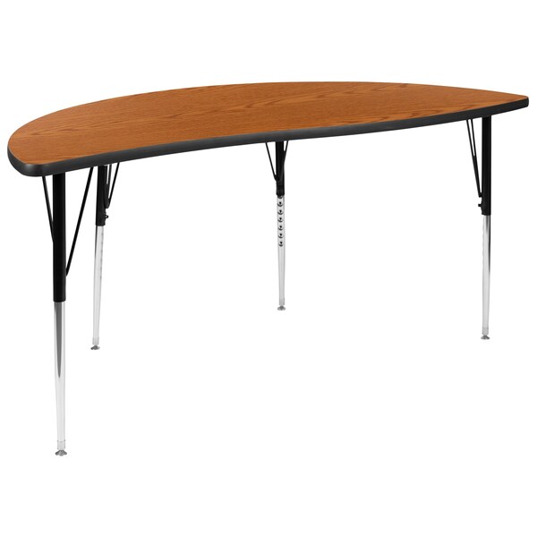Flash Furniture Round 60 W, 60 L, 30.25 H, Chrome, Laminate, Particleboard, Steel, Wood Grain - XU-GRP-A60-HCIRC-OAK-T-A-GG