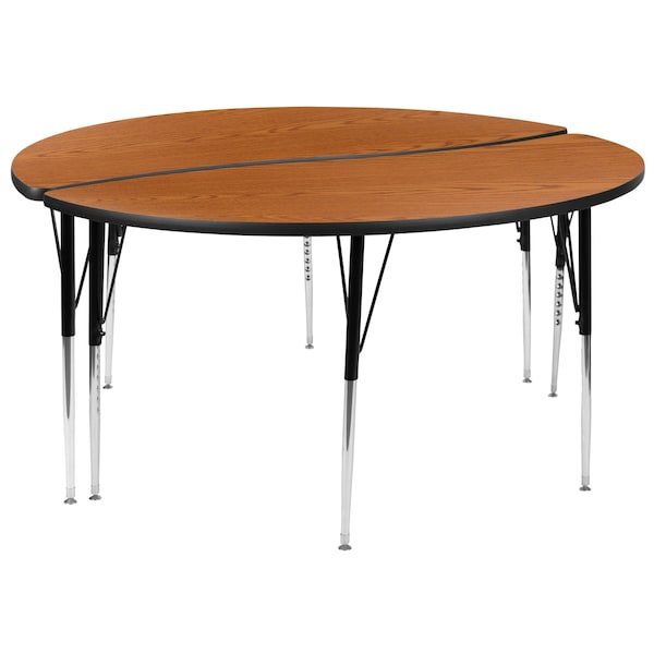Flash Furniture Round 60 W, 60 L, 30.25 H, Chrome, Laminate, Particleboard, Steel, Wood Grain - XU-GRP-A60-HCIRC-OAK-T-A-GG