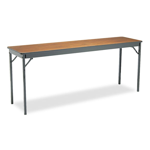 Barricks Rectangle Folding Table, 72" W, 18" L, 30" H, Walnut/Black Top, Laminate - CL1872-WA