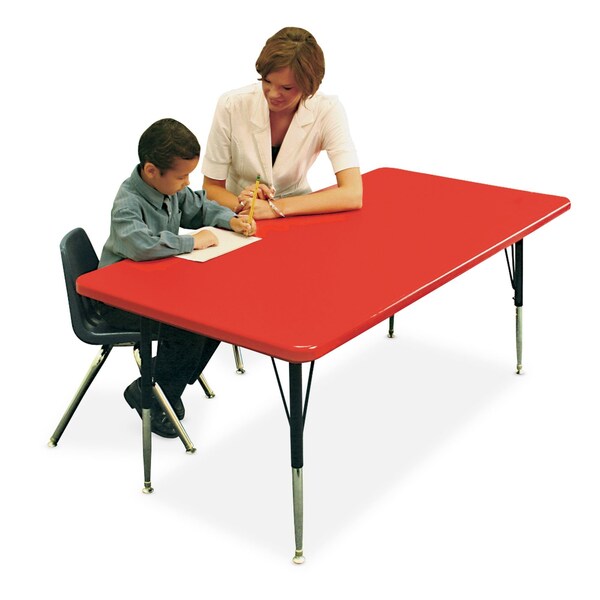 Correll Rectangle Adjustable Height Activity Kids School Plastic Blow Molded Table, 30" W, 72" L - AR3072-REC-23