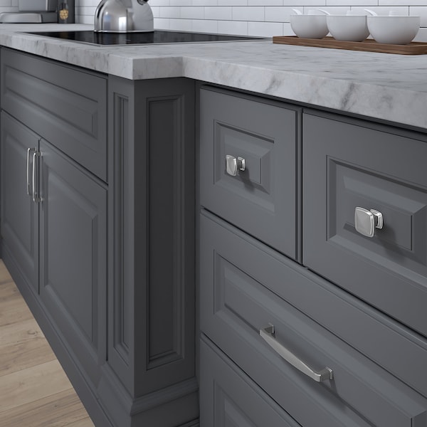 Richelieu Charlemagne Collection 1 7/32 in (31 mm) x 1 7/32 in (31 mm) Brushed Nickel Transitional Cabinet Knob - BP81091195