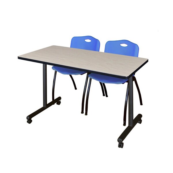 Kobe Rectangle Tables > Training Tables > Kobe Mobile Table & Chair Sets, 48 W, 24 L, 29 H, Maple - MKTRCC4824PL47BE