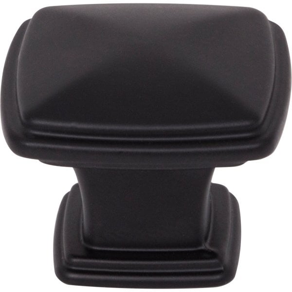 Jeffrey Alexander 1-3/16" Overall Length Matte Black Square Milan 1 Cabinet Knob - 1091MB