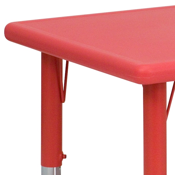 Flash Furniture Rectangle Activity Table, 24 W, 48 L, 23.75 H, Plastic, Steel, Red - YU-YCX-001-2-RECT-TBL-RED-GG