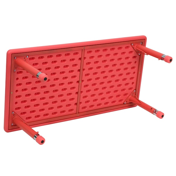 Flash Furniture Rectangle Activity Table, 24 W, 48 L, 23.75 H, Plastic, Steel, Red - YU-YCX-001-2-RECT-TBL-RED-GG