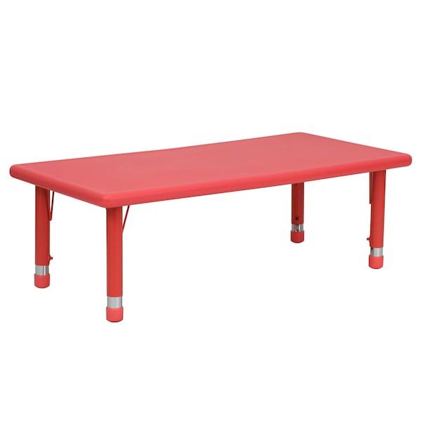 Flash Furniture Rectangle Activity Table, 24 W, 48 L, 23.75 H, Plastic, Steel, Red - YU-YCX-001-2-RECT-TBL-RED-GG
