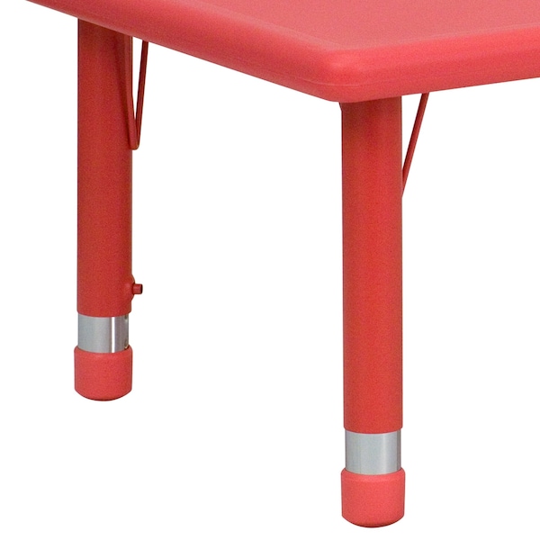 Flash Furniture Rectangle Activity Table, 24 W, 48 L, 23.75 H, Plastic, Steel, Red - YU-YCX-001-2-RECT-TBL-RED-GG