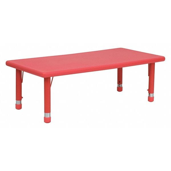 Flash Furniture Rectangle Activity Table, 24 W, 48 L, 23.75 H, Plastic, Steel, Red - YU-YCX-001-2-RECT-TBL-RED-GG