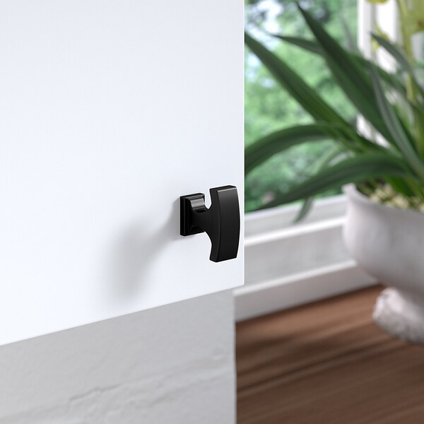 Richelieu 1 5/32-inch (29 mm) x 15/32-inch (12 mm) Matte Black Transitional Cabinet Knob - BP525429900