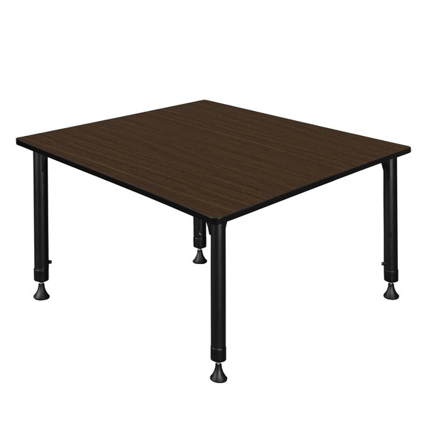 Regency Square Kee Height Adjustable Classroom Activity Table, 48 in W, 48 in L, Neo Walnut - TB4848NWAPBK