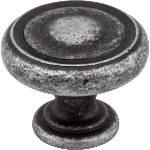 Jeffrey Alexander 1-1/4" Diameter Distressed Antique Silver Bremen 1 Cabinet Knob - 117SIM