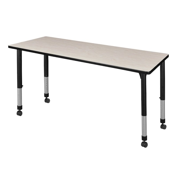 Regency Tables > Height Adjustable > Rectangular Mobile Tables, 72 W, 24 L, 23-34 H, Wood|Metal, Maple - MT7224PLAPCBK