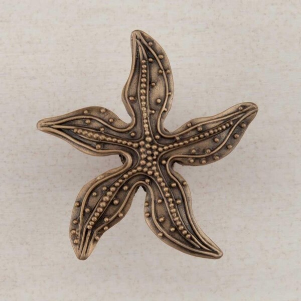 Acorn Mfg Artisan Collection Beaded Starfish Knob, Museum Gold - DPNGP
