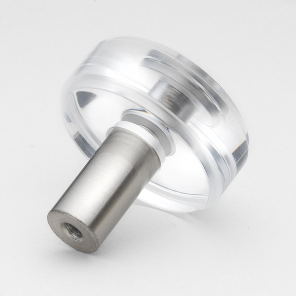 Gliderite Hardware 1-1/2 in. Clear Acrylic Knob Satin Nickel, 5PK - 5828-SN-5