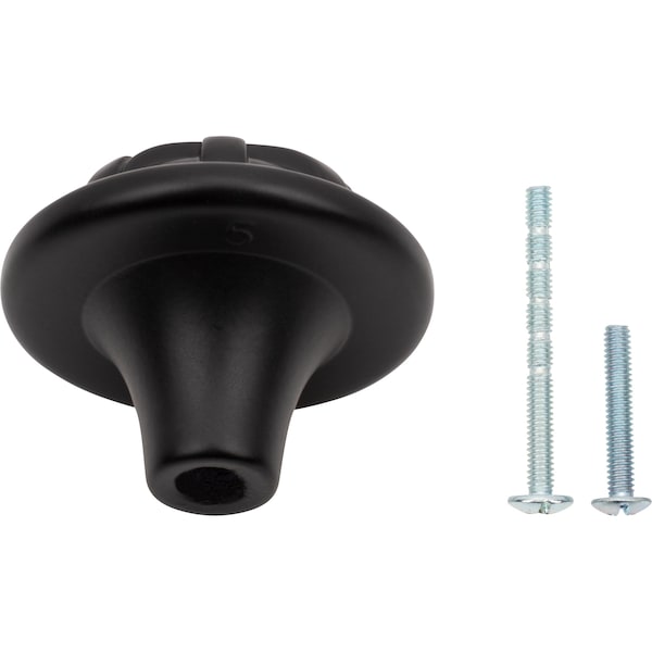 Designperfect 1-1/4 Diameter Round Cabinet Knob, Matte/Flat Black, 25PK - DPA25L68KBLK