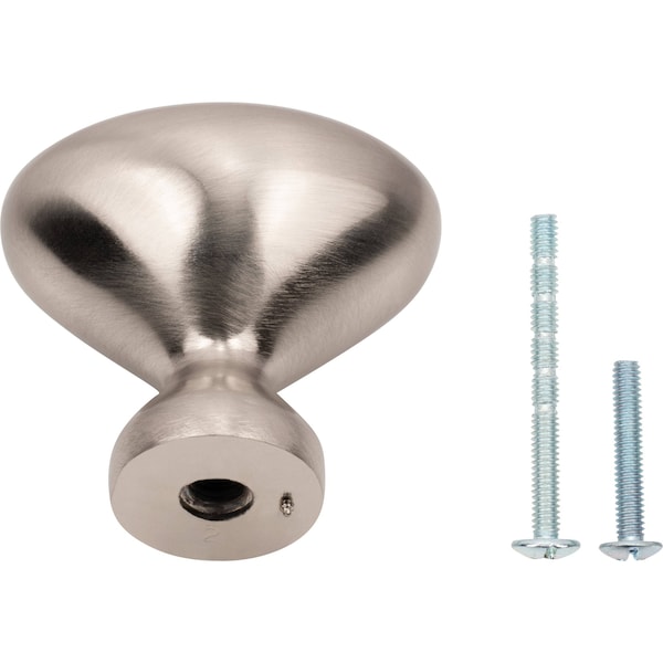 Designperfect 1-1/4 Overall Length Oval Cabinet Knob, Brushed Satin Nickel, 10PK - DPA10B7KSNB
