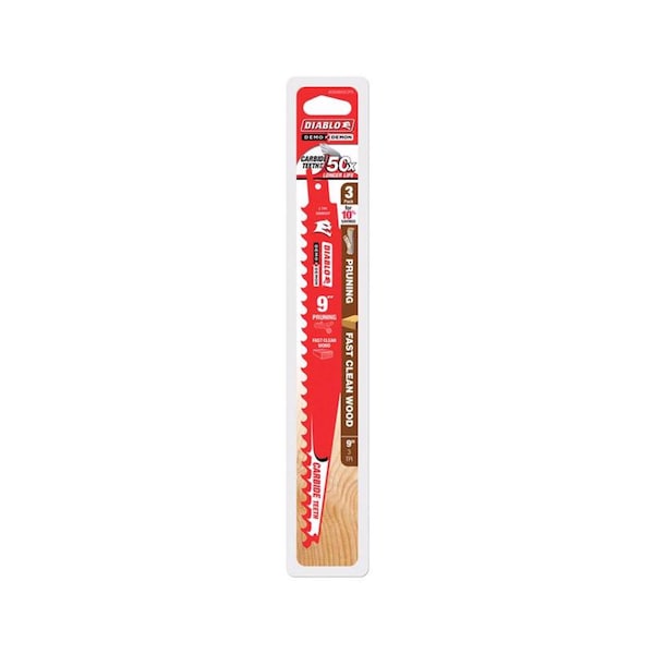 Diablo Demo Demon 9 in. Carbide Tipped Reciprocating Saw Blade 3 TPI 3 pk - DS0903CP3
