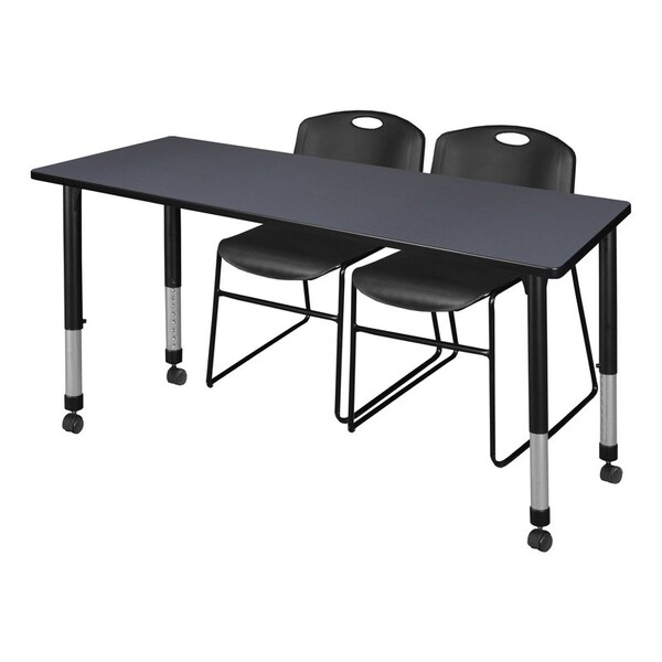Regency Tables > Height Adjustable > Rectangular Mobile Table & Chair Sets, 60 W, 24 L, 23-34 H, Grey - MT6024GYAPCBK44BK