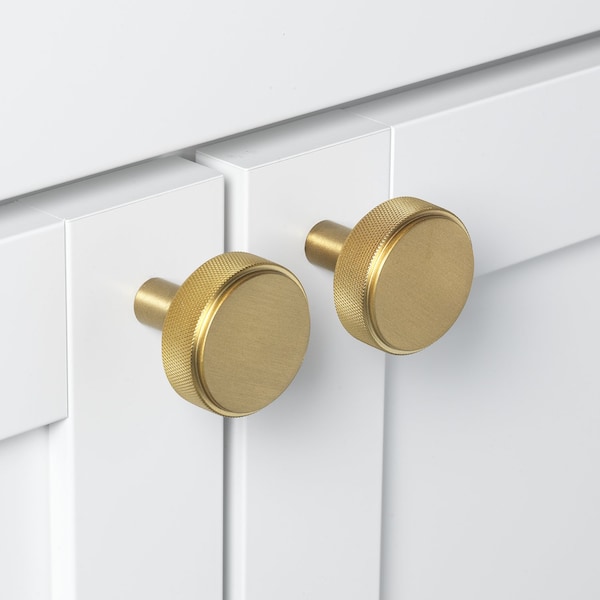 Gliderite Hardware 1-1/2 in. Knurled Knob Satin Gold, 25PK - 5825-SG-25