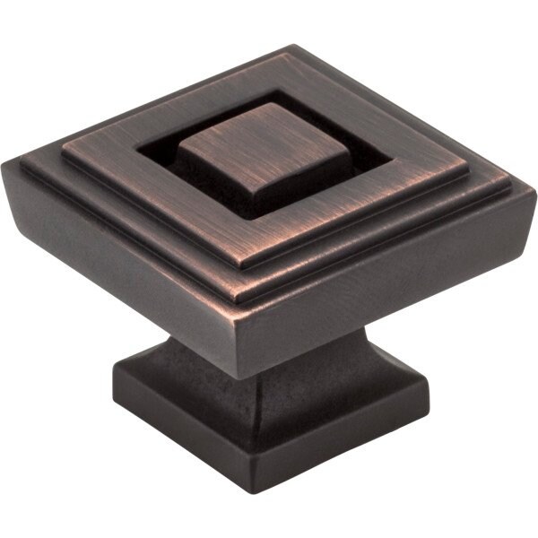 Jeffrey Alexander 1-1/4" Overall Length Brushed Oil Rubbed Bronze Square Delmar Cabinet Knob - 585L-DBAC
