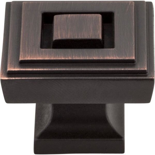 Jeffrey Alexander 1-1/4" Overall Length Brushed Oil Rubbed Bronze Square Delmar Cabinet Knob - 585L-DBAC
