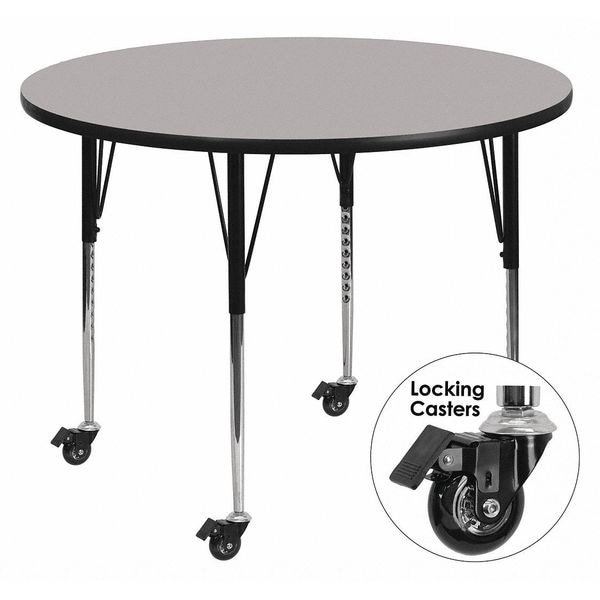 Flash Furniture Round Actvity Table, Round, Gray, Lckng Cstrs, 42", 42" W, 42" L, 30.37" H, Laminate, Grey - XU-A42-RND-GY-T-A-CAS-GG